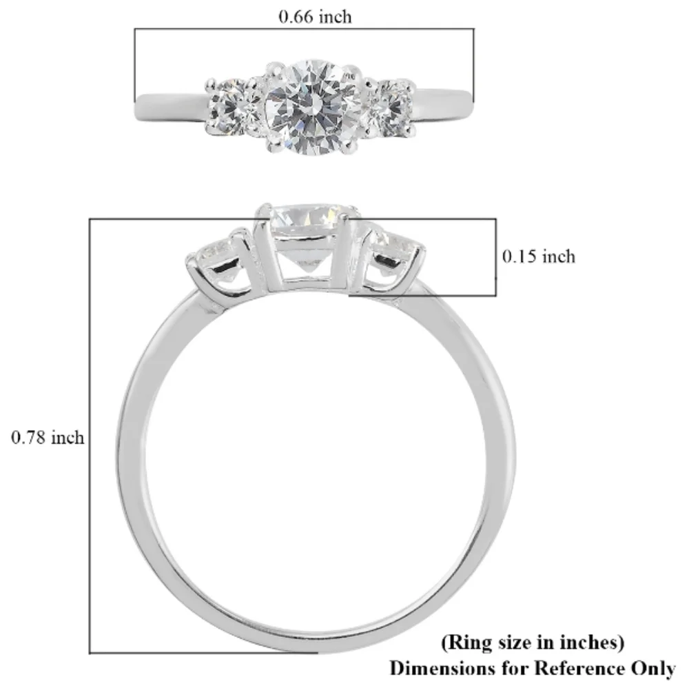 Past Present and Future 3 stone ring in platinum over Sterling silver - Picture 3 of 5